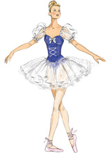 M7615 Costumes de ballet ajusté pour jeune femmes avec corsage baleiné, jupe et variantes de manches (grandeur : 6-8-10-12-14)