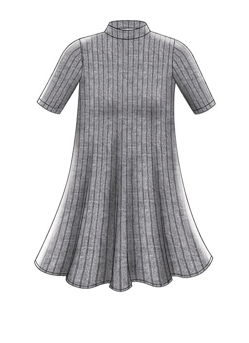 M7622 Misses' Knit Swing Dresses with Neckline and Sleeve Variations (size: LRG-XLG-XXL)