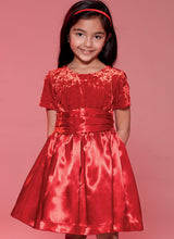M7648 Childrens'/Girls' Gathered Dresses with Petticoat and Sash (size: 7-8-10-12-14)