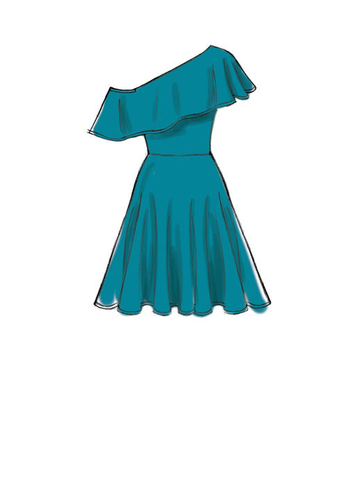 M7683 Misses'/Miss Petite Dresses with Shoulder and Skirt Variations (size: 14-16-18-20-22)