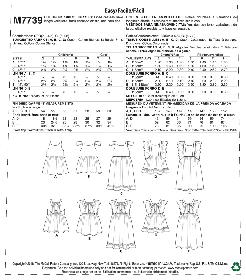 M7739 Robes pour enfant / fillette (grandeur : 6-7-8)
