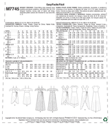 M7745 Robes pour Jeune Femme (grandeur : 6-8-10-12-14)