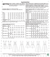 M7778 Robe, Combi-short et combi-pantalon pour Jeune Femme  (grandeur : 6-8-10-12-14)