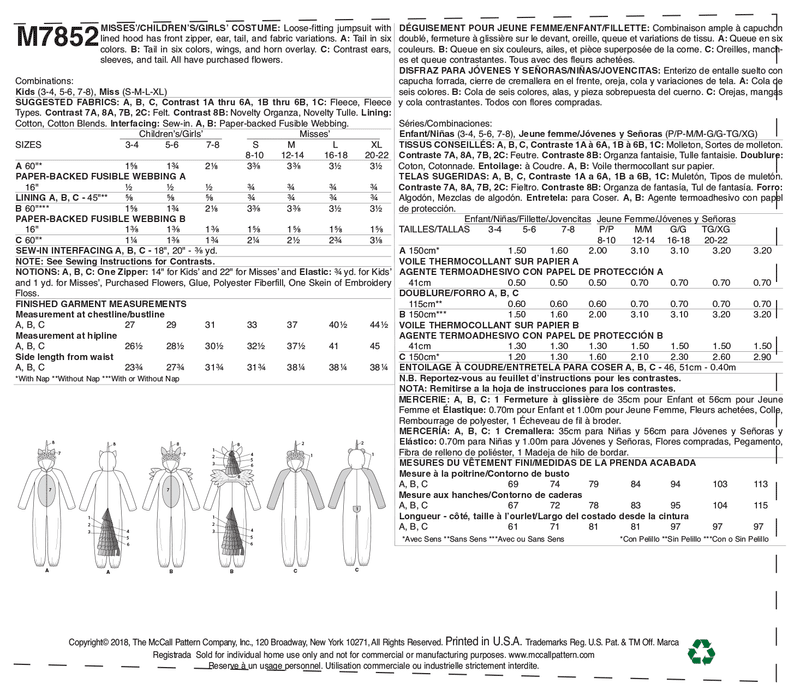 M7852 Déguisement pour Jeune Femme / Enfant / Fillette (grandeur : 3-4-5-6-7-8)