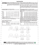 M7892 Misses' Tops and Dresses