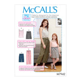 M7942 Misses', Children's and Girls' Top, Skirt, Shorts and Pants (size: All Sizes in One Envelope)