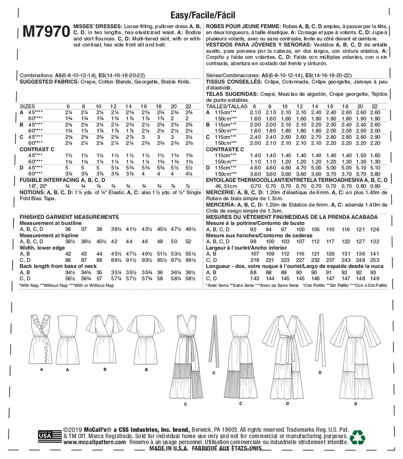 M7970 Misses' Dresses (size: 14-16-18-20-22)