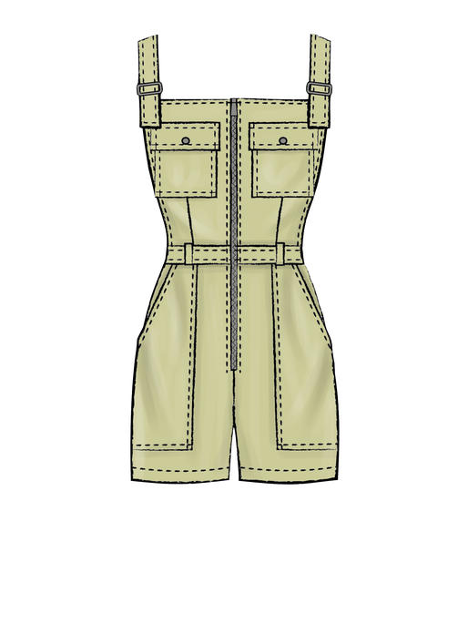 M8008 Misses' Top, Romper, and Overalls (size: 6-8-10-12-14)