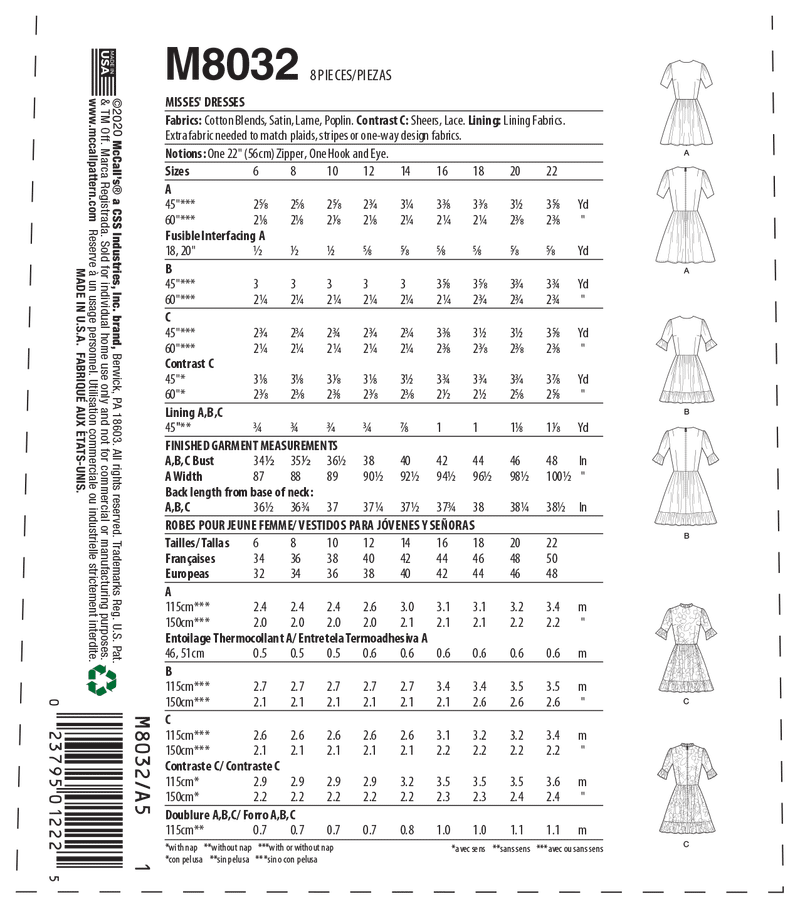 M8032 #BlytheMcCalls - Misses' Dresses (size: 6-8-10-12-14)