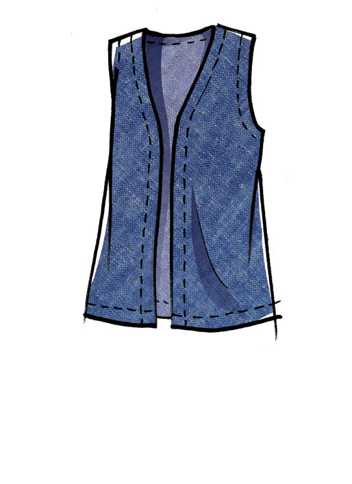 M8050 #JessieMcCalls - Misses' Unlined Vests In Two Lengths (size: S-M-L-XL-XXL)