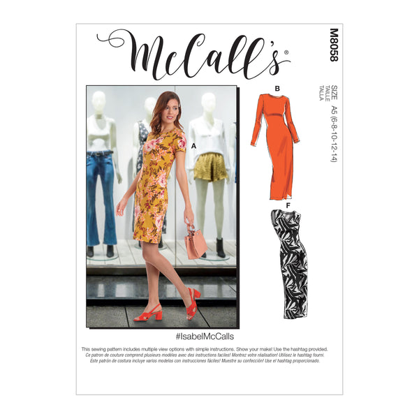 M8058 #IsabelMcCalls - Misses' Knit Pullover Dresses (size: 6-8-10-12-14)