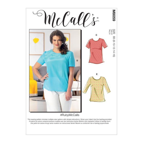 M8059 #RubyMcCalls - Misses'/Women's Pullover Tops and Tunics (size: 18W-20W-22W-24W)