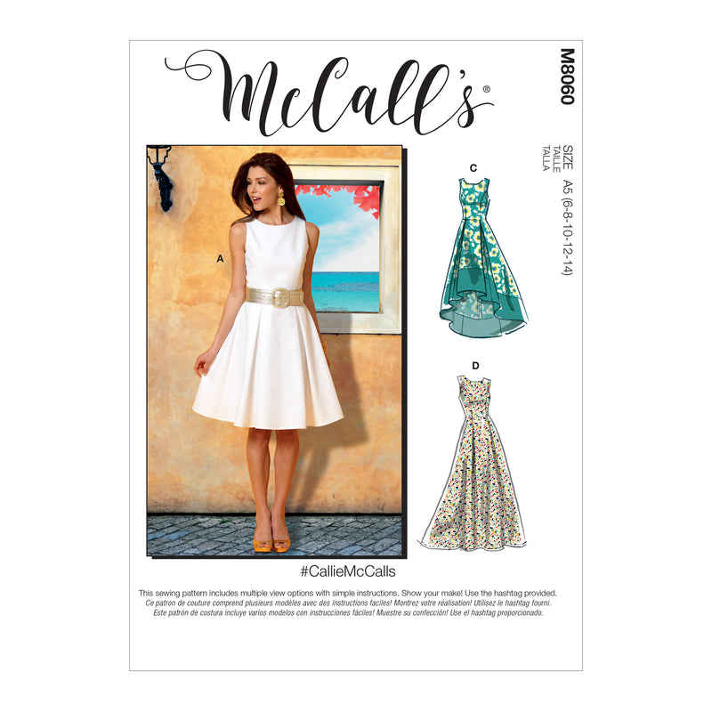 M8060 #CallieMcCalls - Misses' Pleated-Skirt Dresses (size: 14-16-18-20-22)