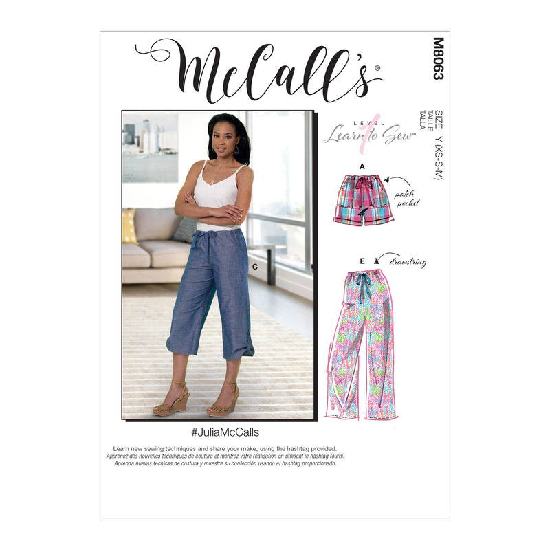 M8063 #JuliaMcCalls - Shorts à cordon et pantalons à poches pour Jeune Femme (grandeur : G-TG-TTG)