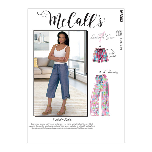 M8063 #JuliaMcCalls - Shorts à cordon et pantalons à poches pour Jeune Femme (grandeur : TP-P-M)
