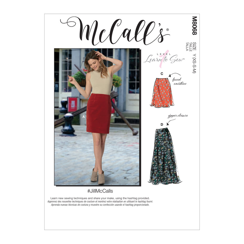 M8068 #JillMcCalls - Misses' Skirts in Three Lengths (size: XS-S-M)