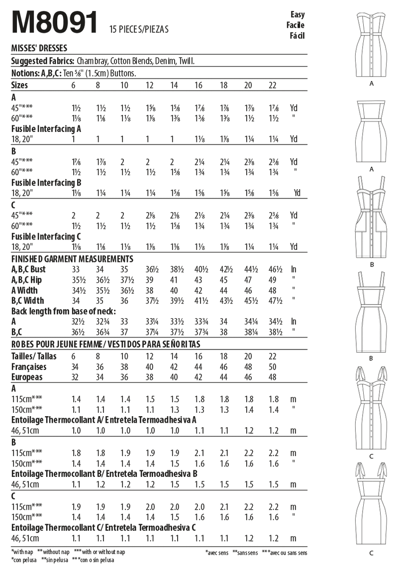 M8091 #NoemiMcCalls - Misses' Dresses (size: 6-8-10-12-14)
