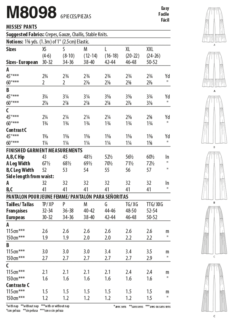 M8098 #SimoneMcCalls - Misses' Pants (size: L-XL-XXL)