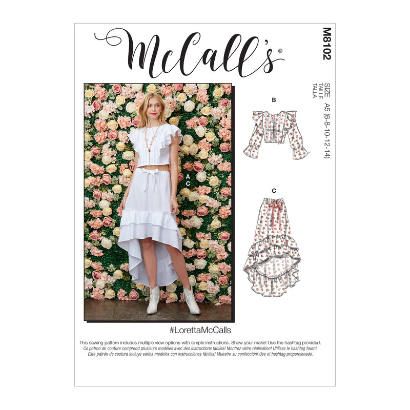 M8102 #LorettaMcCalls - Misses' Tops & Skirt (size: 6-8-10-12-14)