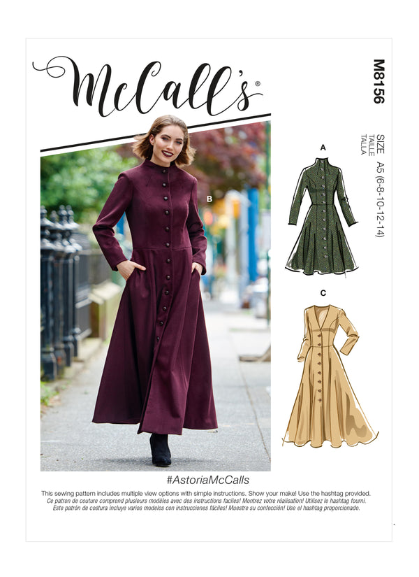 M8156 #AstoriaMcCalls - Misses' Coats (Size: 6-8-10-12-14)