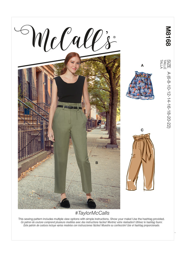 M8168 #TaylorMcCalls - Misses' Shorts, Pants & Sash (Size: 6-8-10-12-14-16-18-20-22)