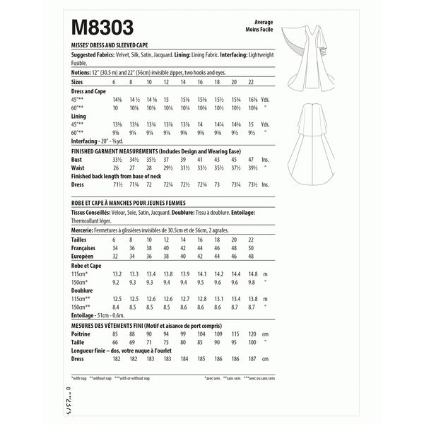 M8303 Dress and Sleeved Cape by Yaya Han (6-8-10-12-14)