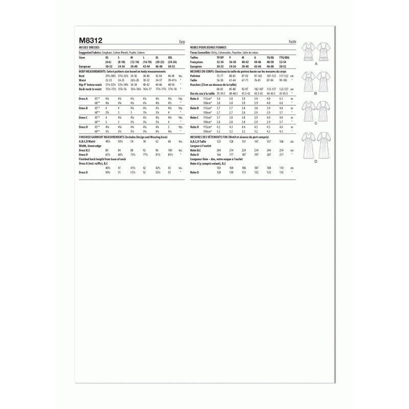 M8312 Misses' Dresses (L-XL-XXL)