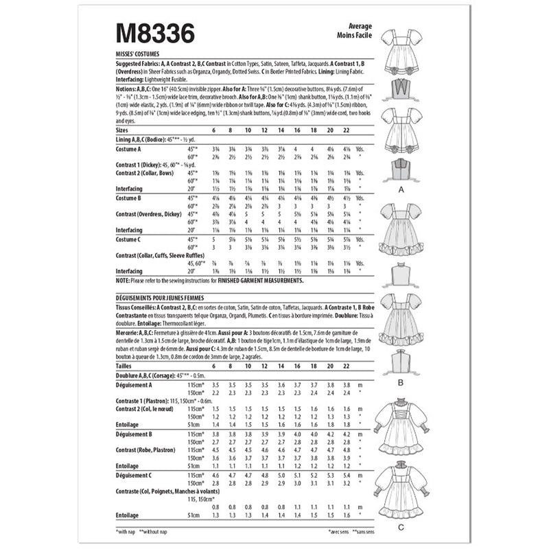 M8336 Déguisements pour femmes (6-8-10-12-14)
