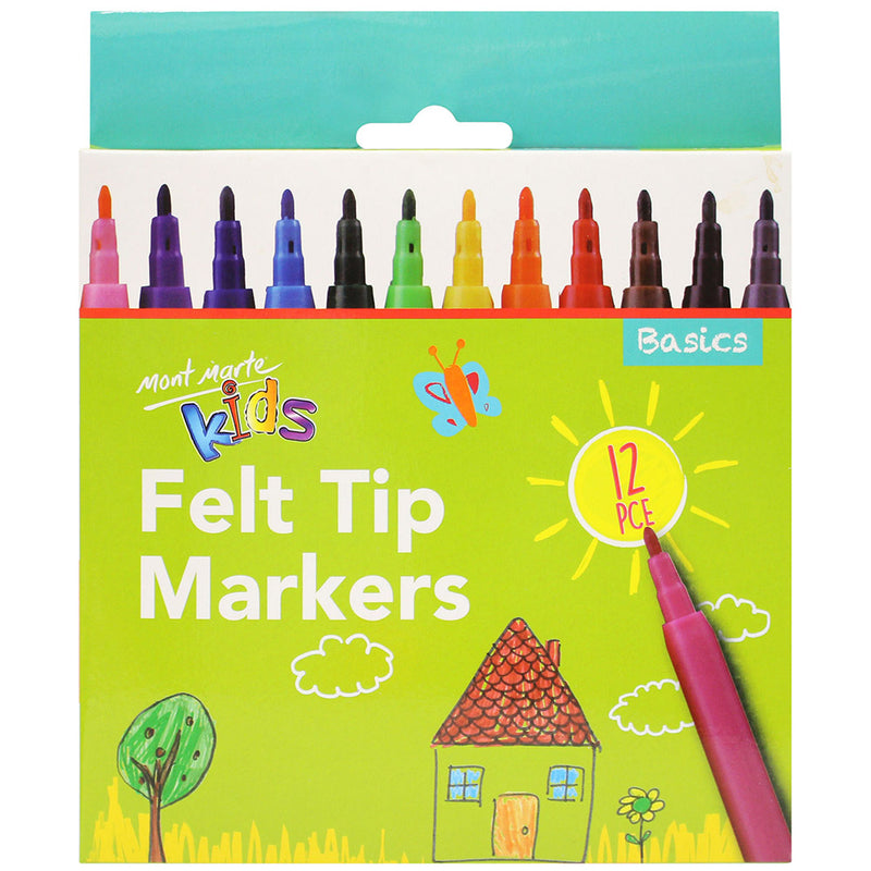 MONT MARTE Kids Felt Tip Markers - 12pcs