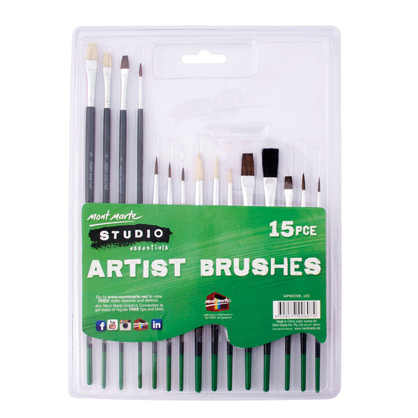 MONT MARTE Studio Essentials Paint Brush Set - 15pcs