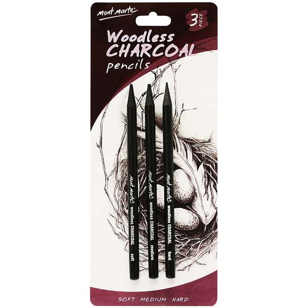 MONT MARTE Woodless Charcoal Pencils - 3pcs