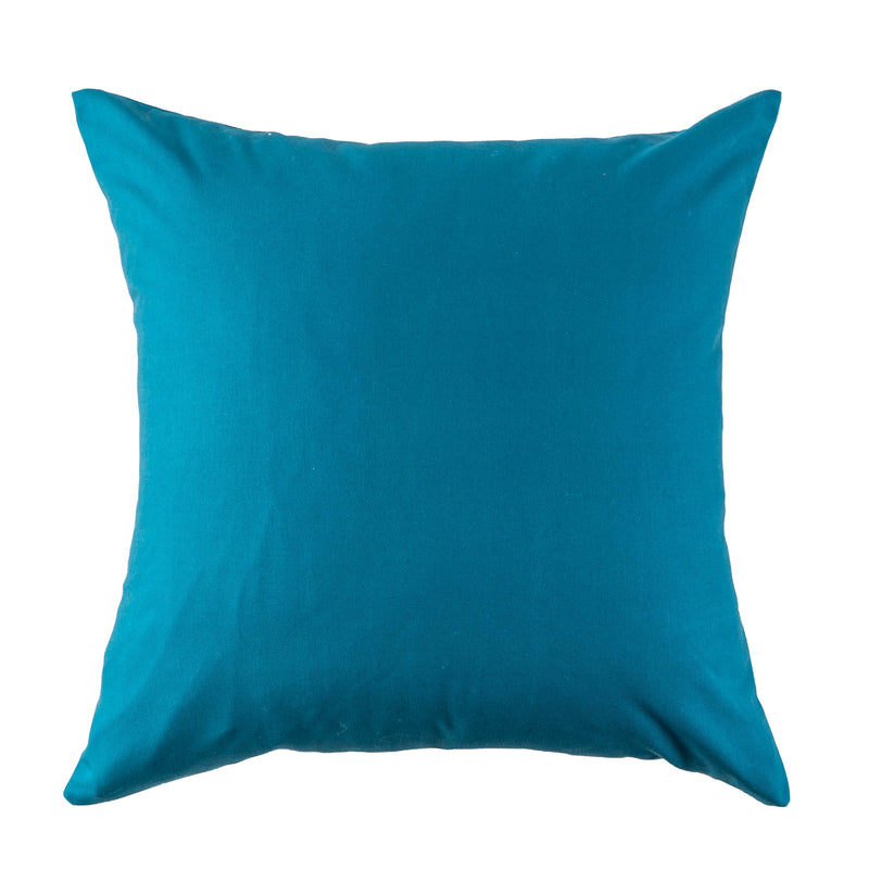 Coussin 18 x 18 po - Intérieur/extérieur - Uni - Sarcelle