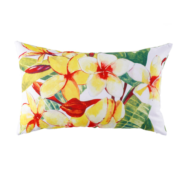 Indoor/Outdoor cushion - 12 x 20'' - Flowers - White