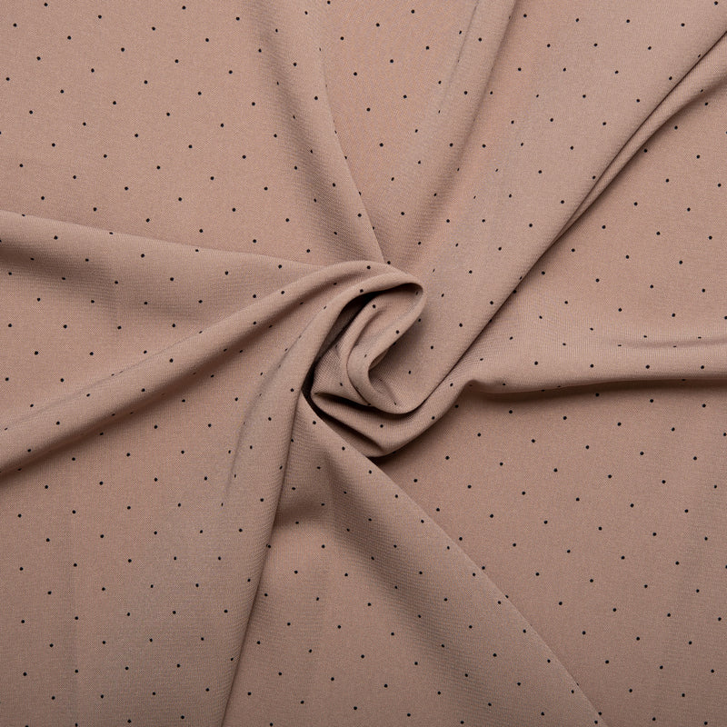 Tissu de polyester imprimé assorti - Pois - Brun