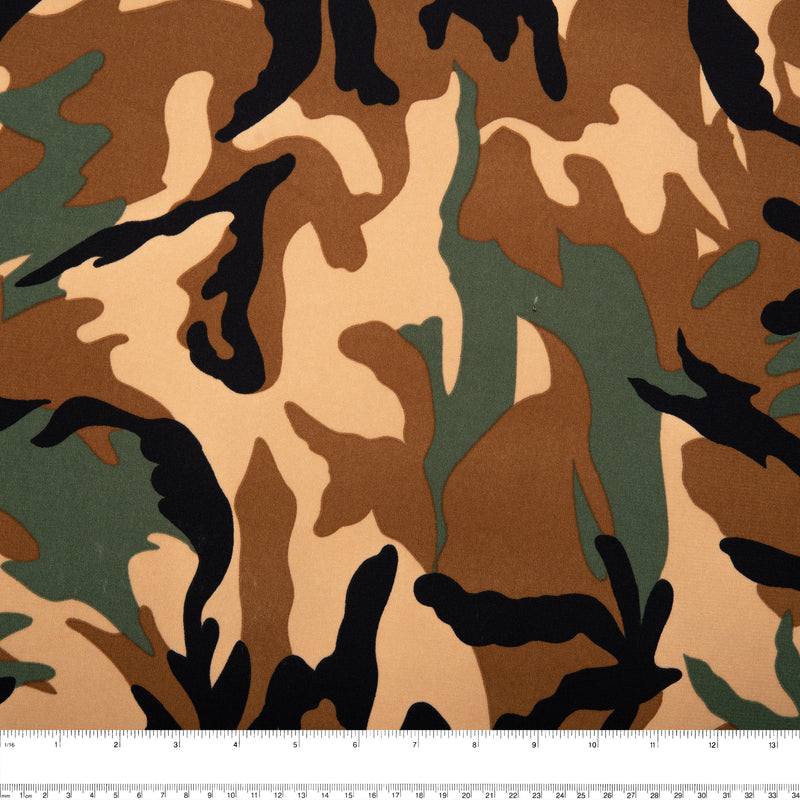 Tissu de polyester imprimé assorti - Camouflage - Brun