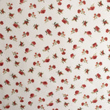 Tissu de polyester imprimé Fantaisie - Bouton de rose - Blanc cassé / Rouge
