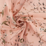 Novelty Polyester Print - Flower branch - Salmon