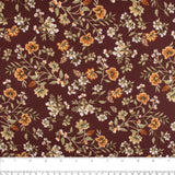 Tissu de polyester imprimé Fantaisie  - Branche de fleurs - Bourgogne