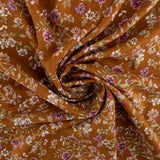 Tissu de polyester imprimé Fantaisie  - Branche de fleurs - Brun