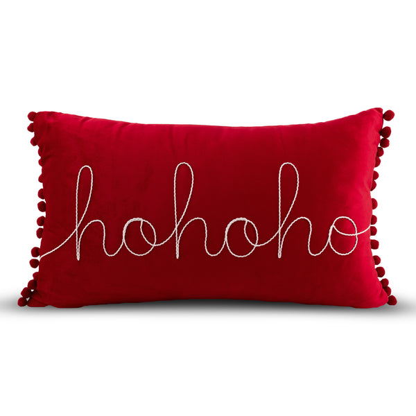 Housse de coussin décoratif - HO HO HO - Rouge - 11 x 20 po