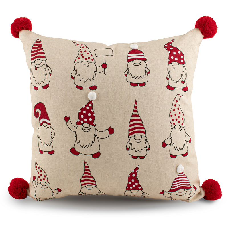 Decorative cushion cover - Happy Gnomes - White - 17 x 17''