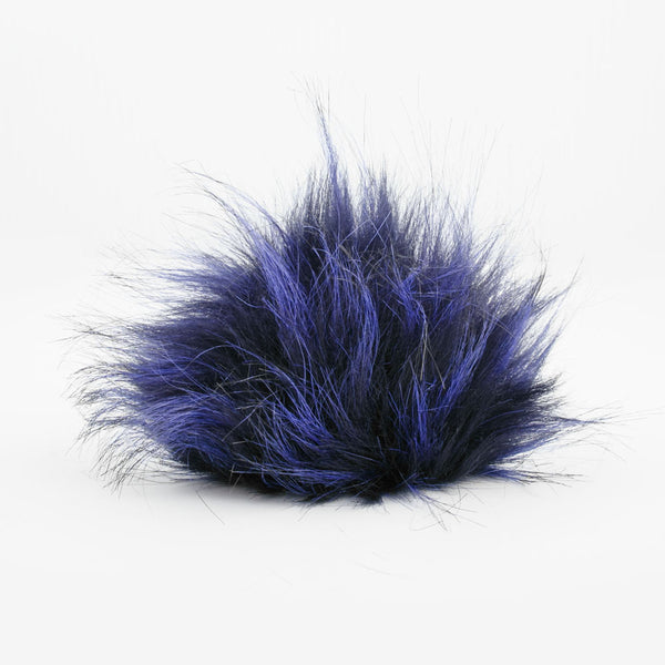 Pom Pom en fourrure fausse 10cm - Bleu Royal Avec Des Pointes Noires