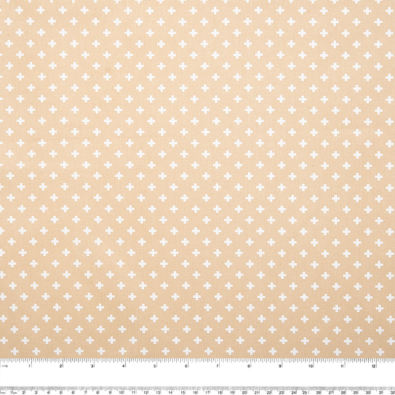 STACEY Printed Cotton - Cross - Beige