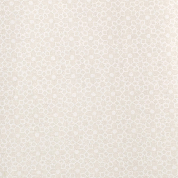 Coton imprimé Laque Stacey - Fleurs / Pois - Blanc cassé