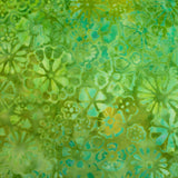 BALI batik - Daisy - Kelly green / Turquoise