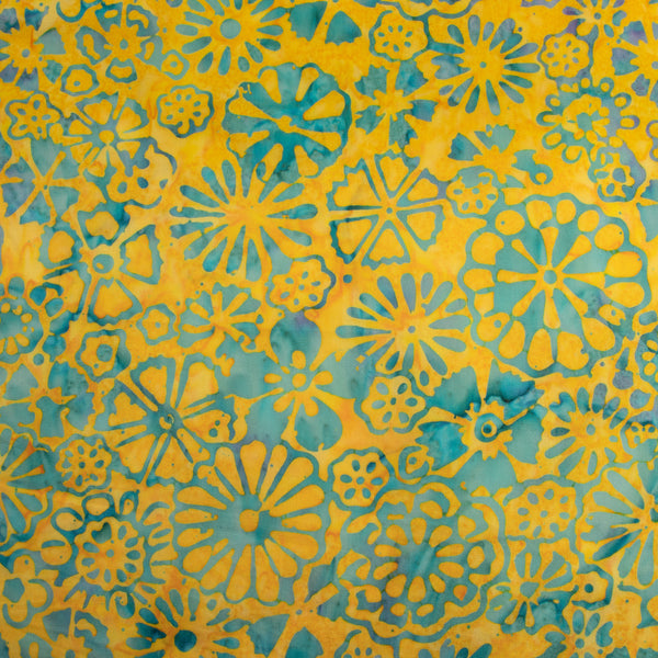 BALI batik - Daisy - Yellow / Turquoise