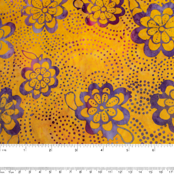 BALI batik - Daisy - Yellow / Purple