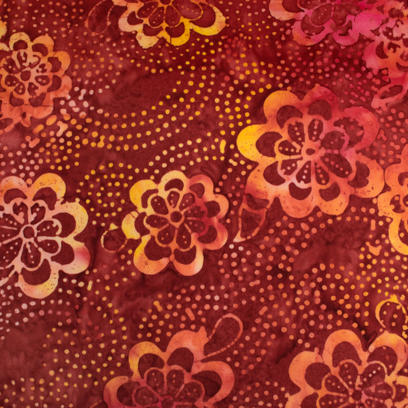 BALI batik - Daisy - Rust / Yellow