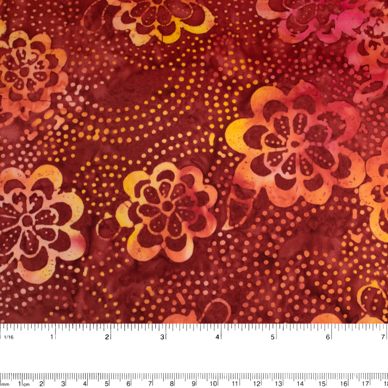 BALI batik - Daisy - Rust / Yellow