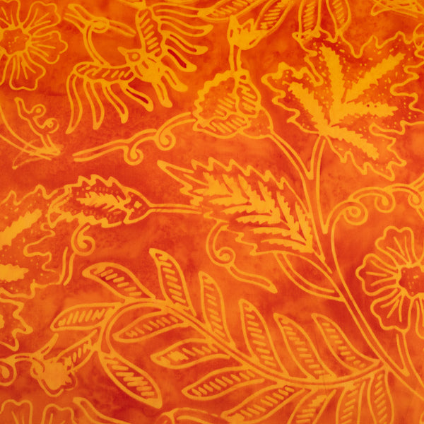 BALI - Batik - Fleuris - Orange / Jaune